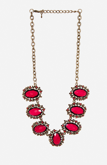 Antiqued Floral Gem Necklace Slide 1