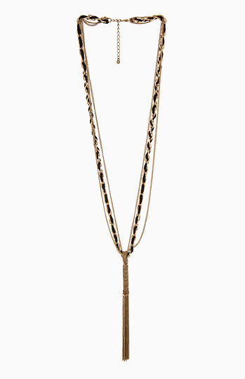 Woven Chain Tassel Necklace Slide 1