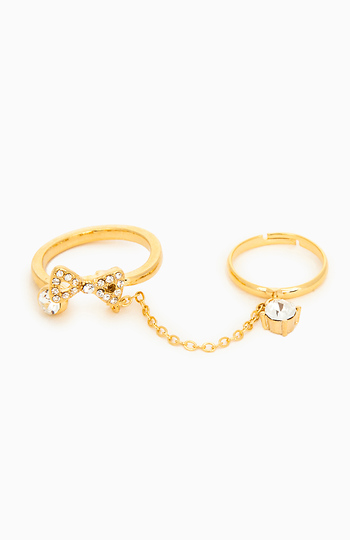 Sparkling Bow Ring Duo Slide 1