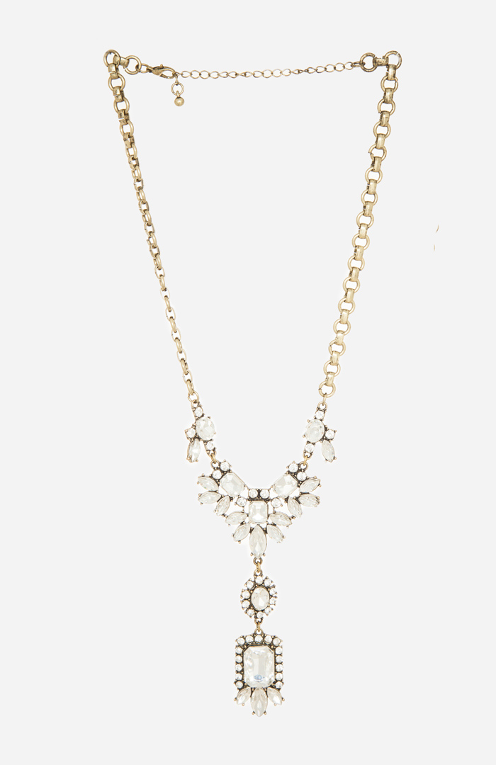 Crystal Drop Statement Necklace in Gold DAILYLOOK