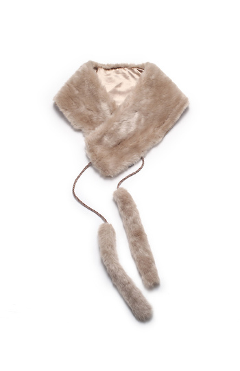 Faux Fur Scarf with Tassels Slide 1