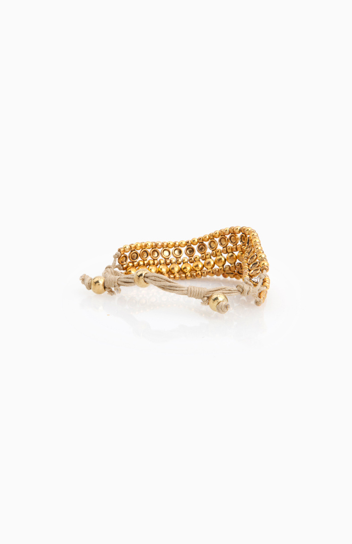 Rhinestone and Beaded Friendship Bracelet in Gold | DAILYLOOK