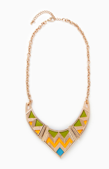 Chevron Pattern Plate Necklace Slide 1
