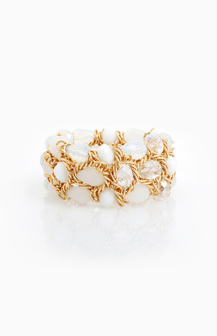 Chain Link Bracelet with Embedded Stones in Gold | DAILYLOOK
