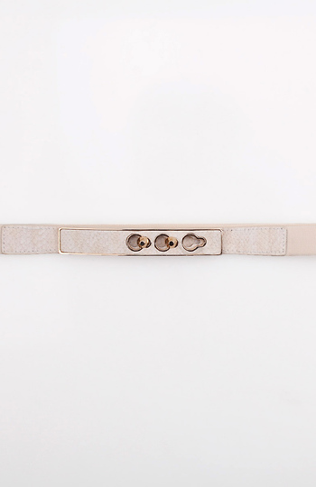 Snake Skin Skinny Belt with Gold Studs Slide 1