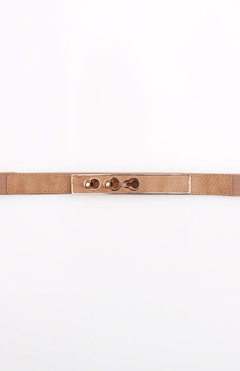 Snake Skin Skinny Belt with Gold Studs Slide 1