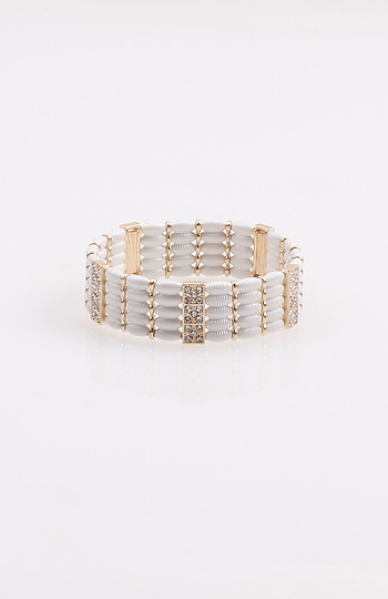 Seed Bead Rhinestone Stretch Bracelet Slide 1
