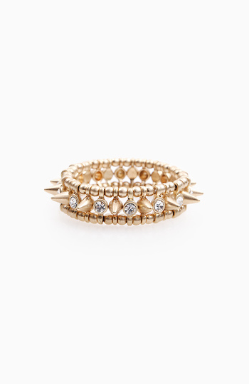 Rhinestone and Spike Bracelet Slide 1