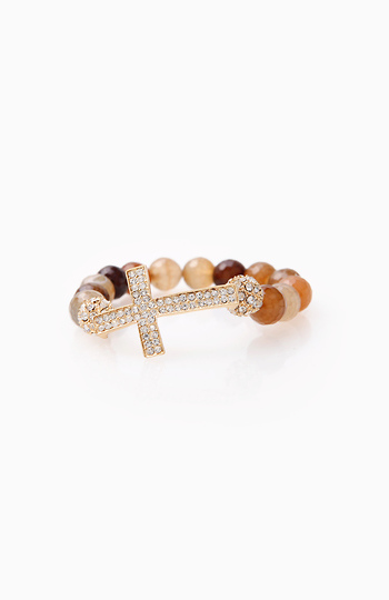 Earth Stone Cross Bracelet Slide 1