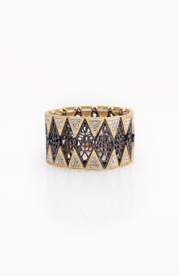 Embellished Diamond Pattern Bracelet in Black DAILYLOOK