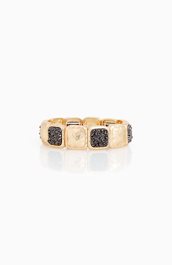 Raw Square Stone Stretch Bracelet Slide 1