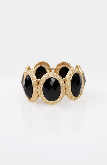 Black Stone Stretch Bracelet Slide 1
