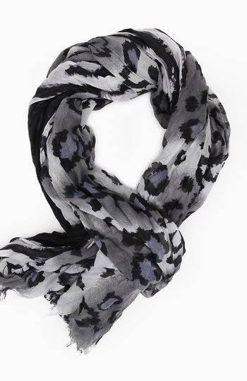 Download 3-Layered Wrinkled Animal Print Scarf in Gray | DAILYLOOK