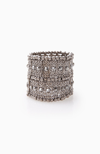 Gunmetal Beaded Stretch Cuff Slide 1