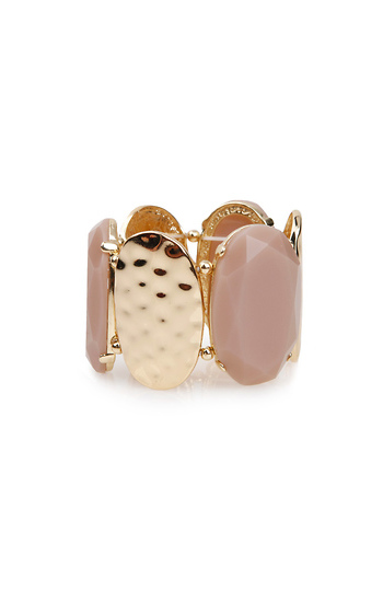Oval Stone Metal Elastic Bracelet Slide 1