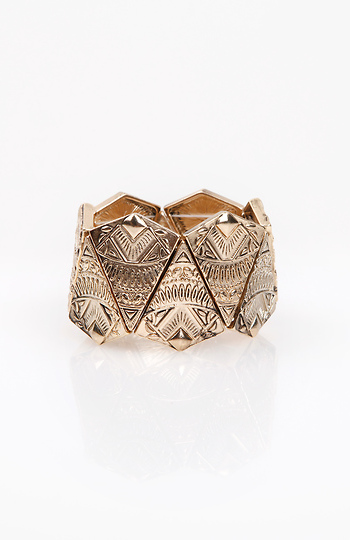 Wide Gold Elastic Bangle Slide 1