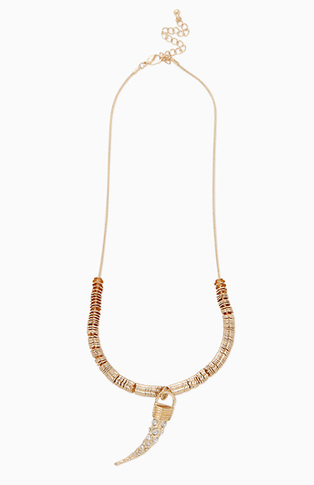 Stacked Disk Horn Necklace Slide 1