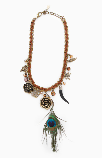 Peacock Feather Woven Necklace Slide 1