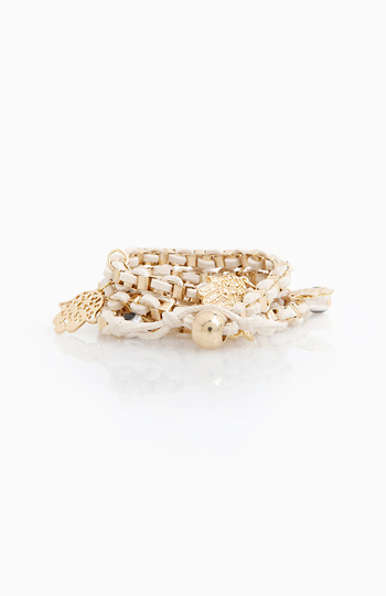 Evil Eye Woven Wrap Bracelet Slide 1