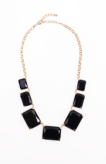 Black Crystal Square Necklace Slide 1