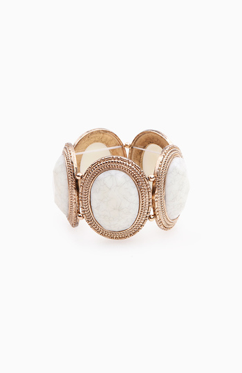 White Marbled Stone Bracelet Slide 1