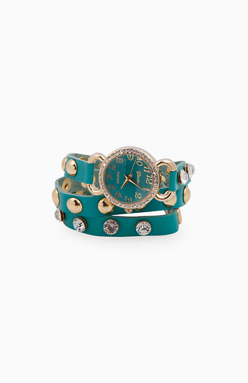 Teal Wrap Watch Bracelet Slide 1