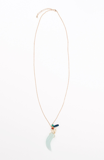 Mint Horn Charm Necklace Slide 1