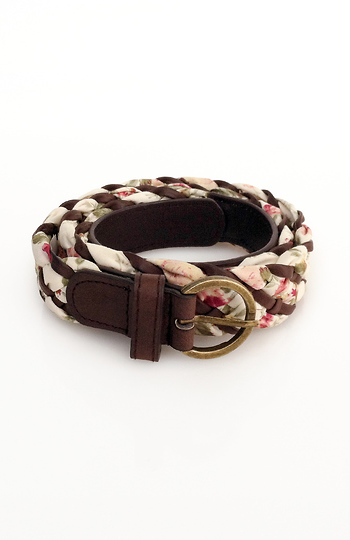 Floral and Leather Braided Belt Slide 1