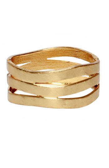 Gold Wave Cuff Bangle Slide 1