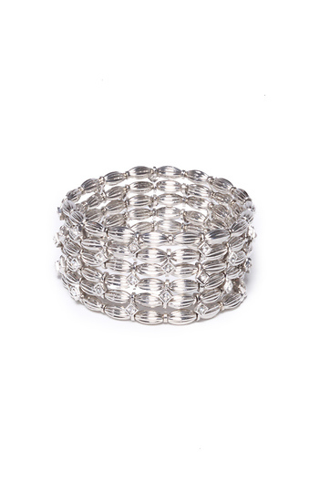 Silver Seed Bead Stretch Bracelet Slide 1