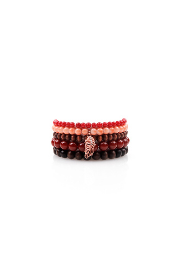 Feather Charm Beaded Bracelet Set Slide 1