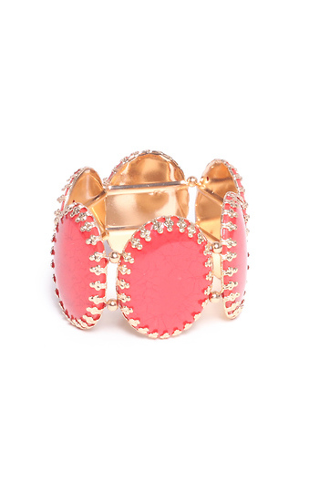 Coral Stone Stretch Bracelet Slide 1