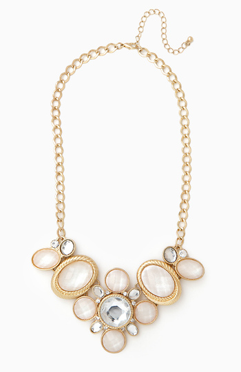 Elizabeth Stone and Crystal Floral Necklace Slide 1