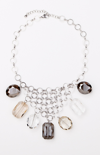 Silver Sparkle Bib Necklace Slide 1