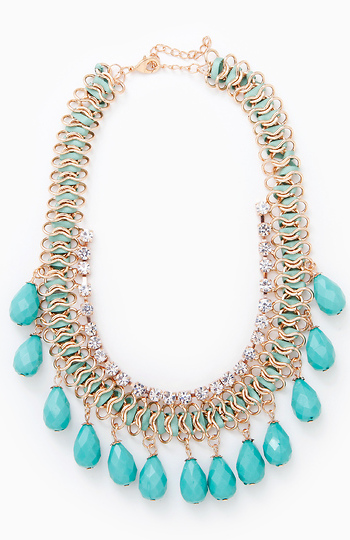 Turquoise Woven Dangle Necklace Slide 1