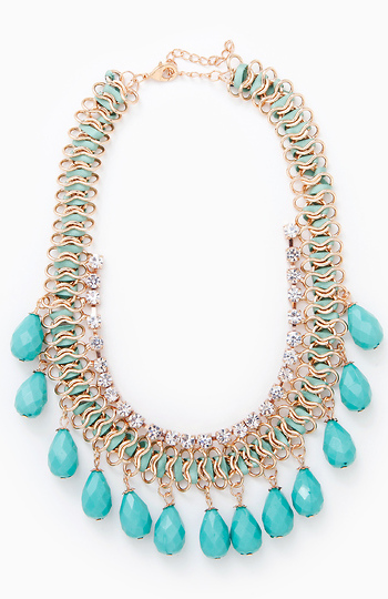 Turquoise Woven Dangle Necklace Slide 1