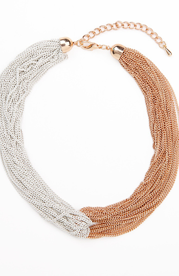 Two Tone Tie Chain Necklace Slide 1