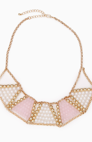 Beaded Geometric Statement Necklace Slide 1