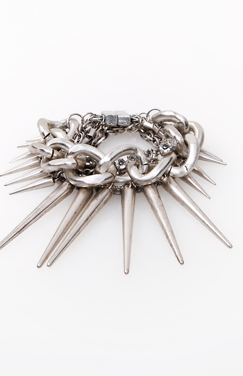 Spike and Curb Chain Bracelet Slide 1