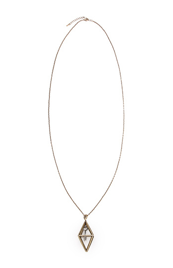 Diamond Shape Dimensional Pendant Necklace Slide 1