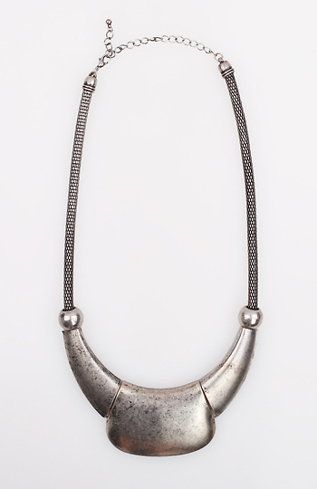 Battered Gun Metal Plaque Necklace Slide 1