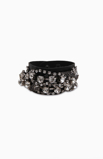 Clustered Cubic Leatherette Bracelet Slide 1