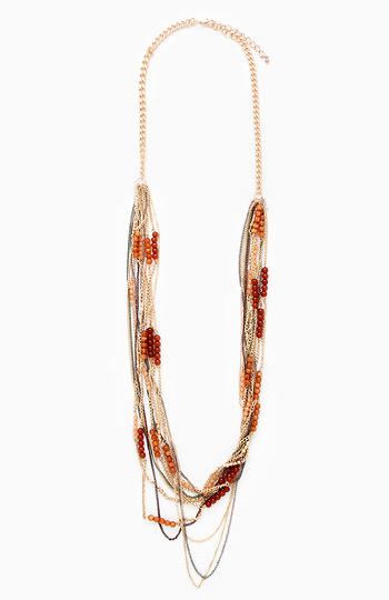 Spaced Beaded Multi Chain Necklace Slide 1