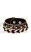 Gold Curb Link Chain Leather Bracelet Thumb 1