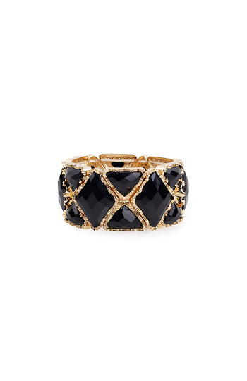 Faceted Black Diamond Stretch Bracelet Slide 1