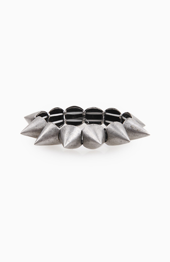 Silver Matte Spike Bracelet Slide 1