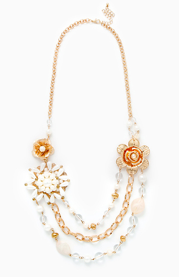 Mixed Media Floral Chain Necklace Slide 1