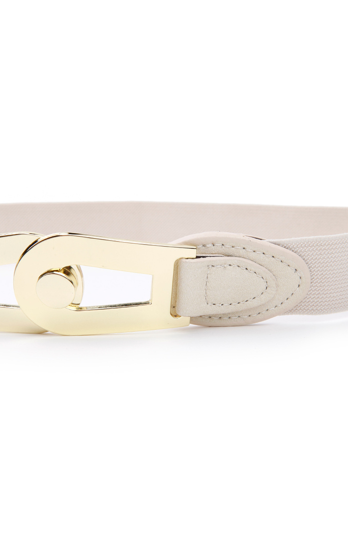 Ivory Belt with Gold Buckle in Ivory | DAILYLOOK