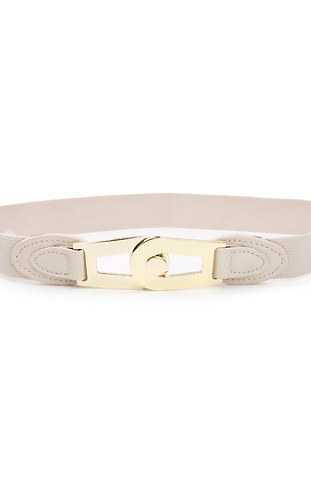 Ivory Belt with Gold Buckle in Ivory | DAILYLOOK