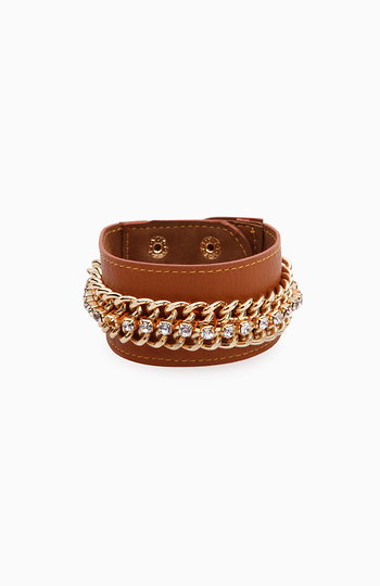 Jeweled Leather Cuff Slide 1